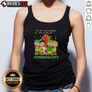 Awesome Peanuts character tank top featuring Oregon Ducks design, celebrating the most wonderful time of the year.