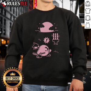 Alt Text: Cute pink ninja Kirby samurai gamer sweatshirt featuring vibrant design, perfect for gaming enthusiasts and fans.