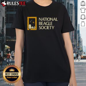 Alt Text: Cute Snoopy graphic on a National Beagle Society ladies tee, perfect for dog lovers and beagle enthusiasts.