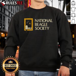 Alt Text: Cute Snoopy sweatshirt featuring the National Beagle Society logo, perfect for dog lovers and fans of beagles.