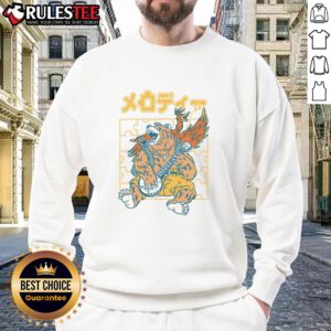 Alt Text: Funny bear playing banjo on a Japanese retro sweatshirt, perfect for animal melody lovers and unique fashion fans.