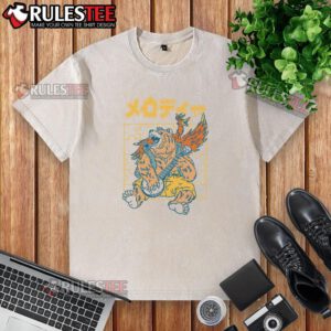 Alt Text: Funny bear playing banjo on a Japanese retro washed t-shirt, perfect for animal lovers and music enthusiasts.