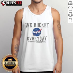 Funny We Rocket NASA Everyday tank top at Kennedy Space Center, perfect for space enthusiasts and casual wear.