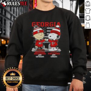 Good Charlie Brown Georgia Bulldogs sweatshirt featuring Snoopy and Atlanta Falcons, perfect for game day style.