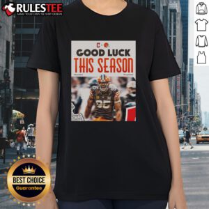 Good Cleveland Browns Good Luck This Season Ladies Tee featuring team colors and logo for fans' stylish support.