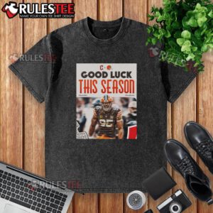 Good Cleveland Browns Good Luck This Season washed t-shirt in team colors, perfect for fans supporting the Browns.