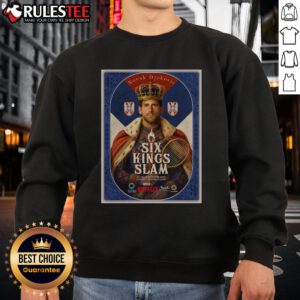 Good Novak Djokovic Six Kings Slam 2025 Riyadh Season tennis sweatshirt featuring vibrant design and athletic fit.