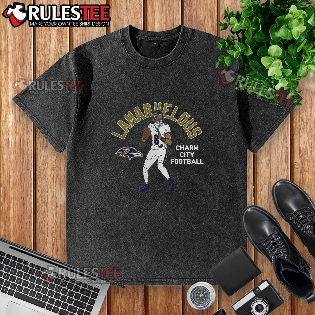 Hot Lamar Jackson Baltimore Ravens player illustrative pack washed t-shirt showcasing vibrant design and team spirit.