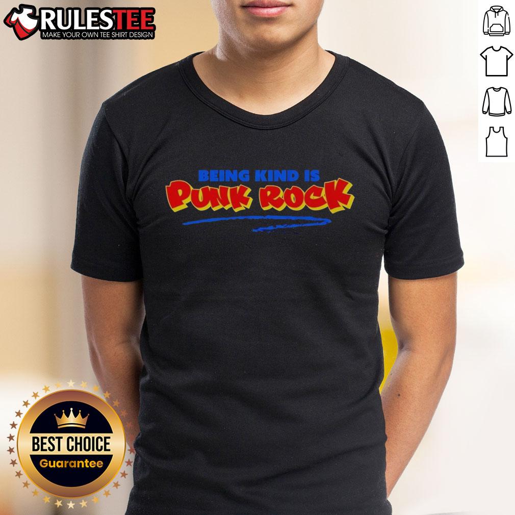 Nice Being Kind Is Punk Rock T-Shirt featuring bold graphic design and vibrant colors, perfect for punk rock enthusiasts.