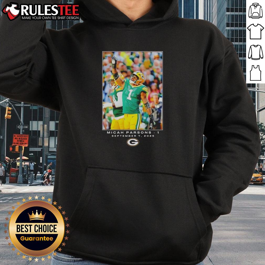 Micah Parsons wearing a Nice Green Bay hoodie features a stylish design for Week 1 NFL games.