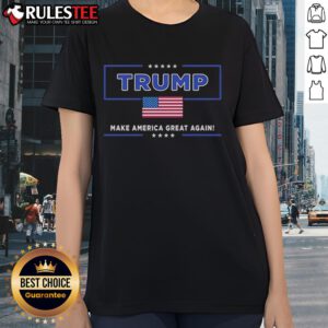 Alt Text: Nice Tyler Robinson wearing a Trump Make America Great Again ladies tee, showcasing a bold political statement.