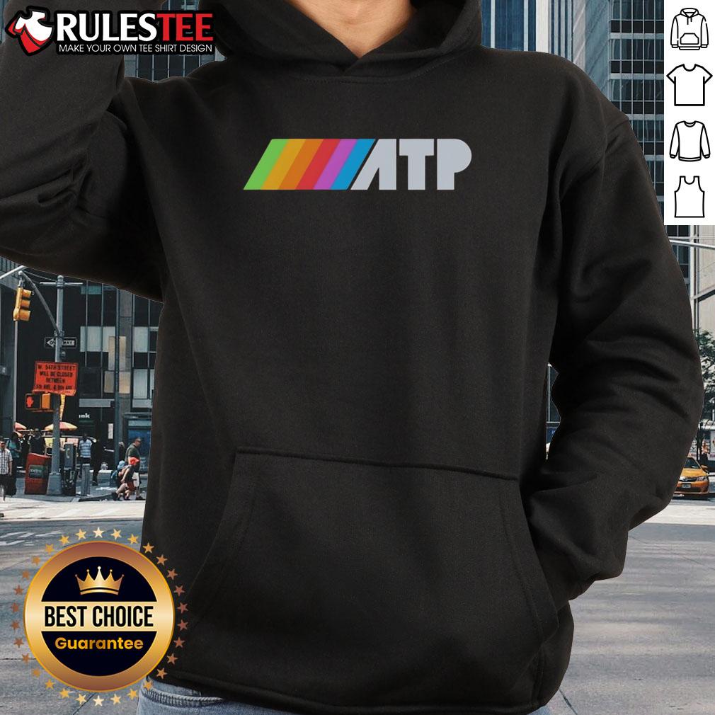 Official ATP Rainbow Logo Hoodie featuring a vibrant multicolor design, perfect for tennis fans and stylish casual wear.