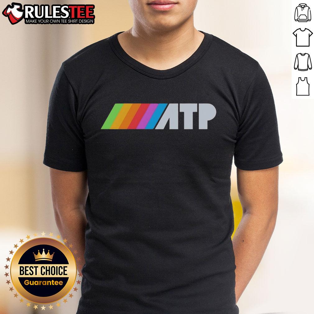Official ATP Rainbow Logo T-Shirt featuring a vibrant multicolored design, perfect for tennis fans and enthusiasts.