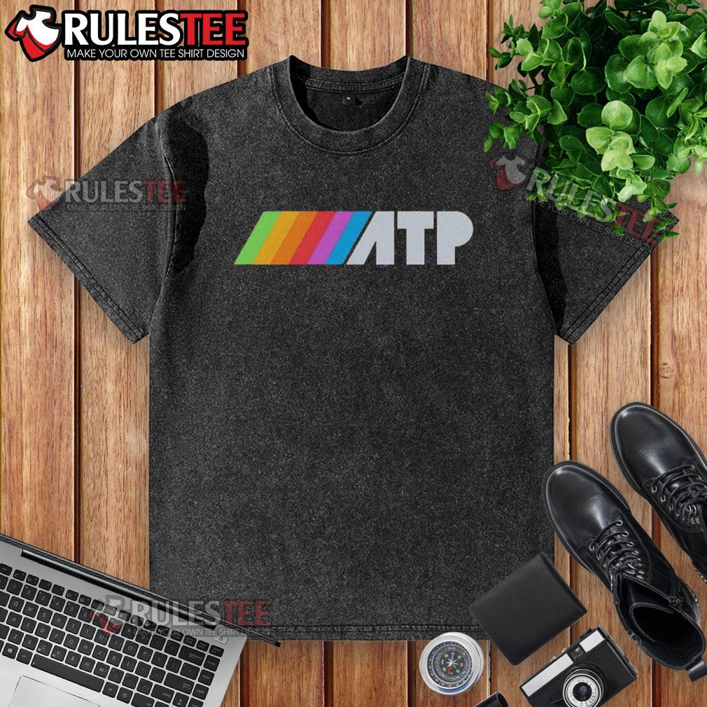 Official ATP Rainbow Logo Washed T-Shirt featuring a vibrant design and soft fabric, perfect for tennis enthusiasts.