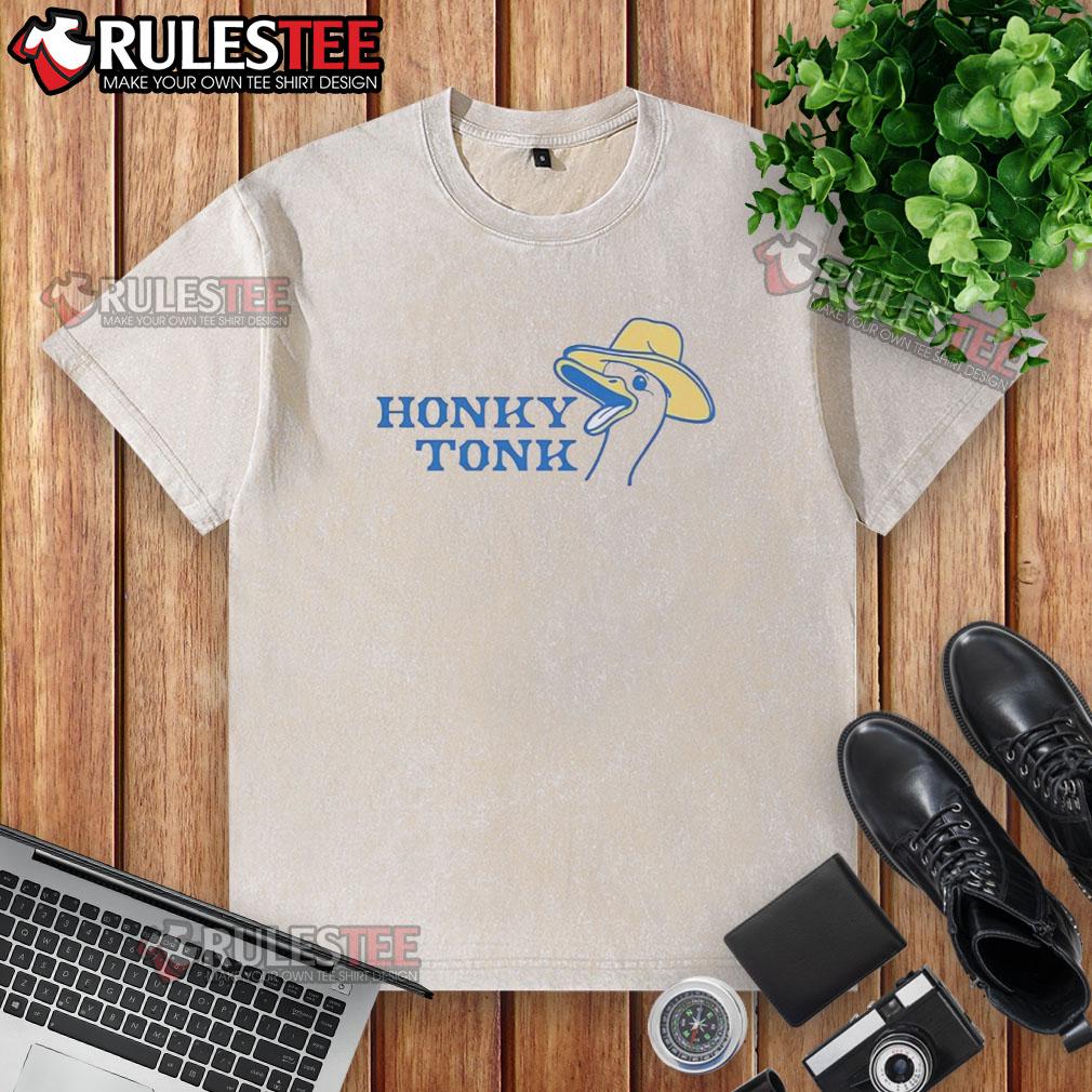 Official Honky Tonk Goose Washed T-Shirt featuring a vintage design, perfect for casual wear and country music fans.
