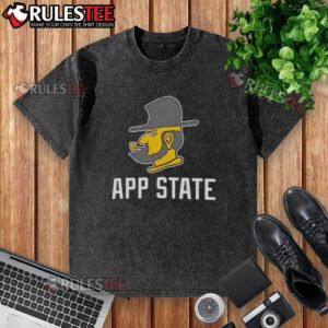 Original Appalachian State Mountaineers logo on a washed t-shirt, perfect for fans and casual wear.
