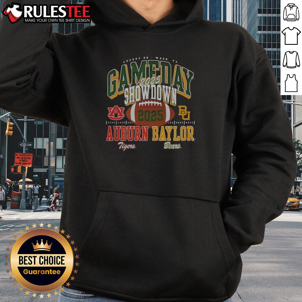 Original Baylor Bears vs Auburn Tigers 2025 Gameday Showdown football hoodie featuring team logos and vibrant colors.