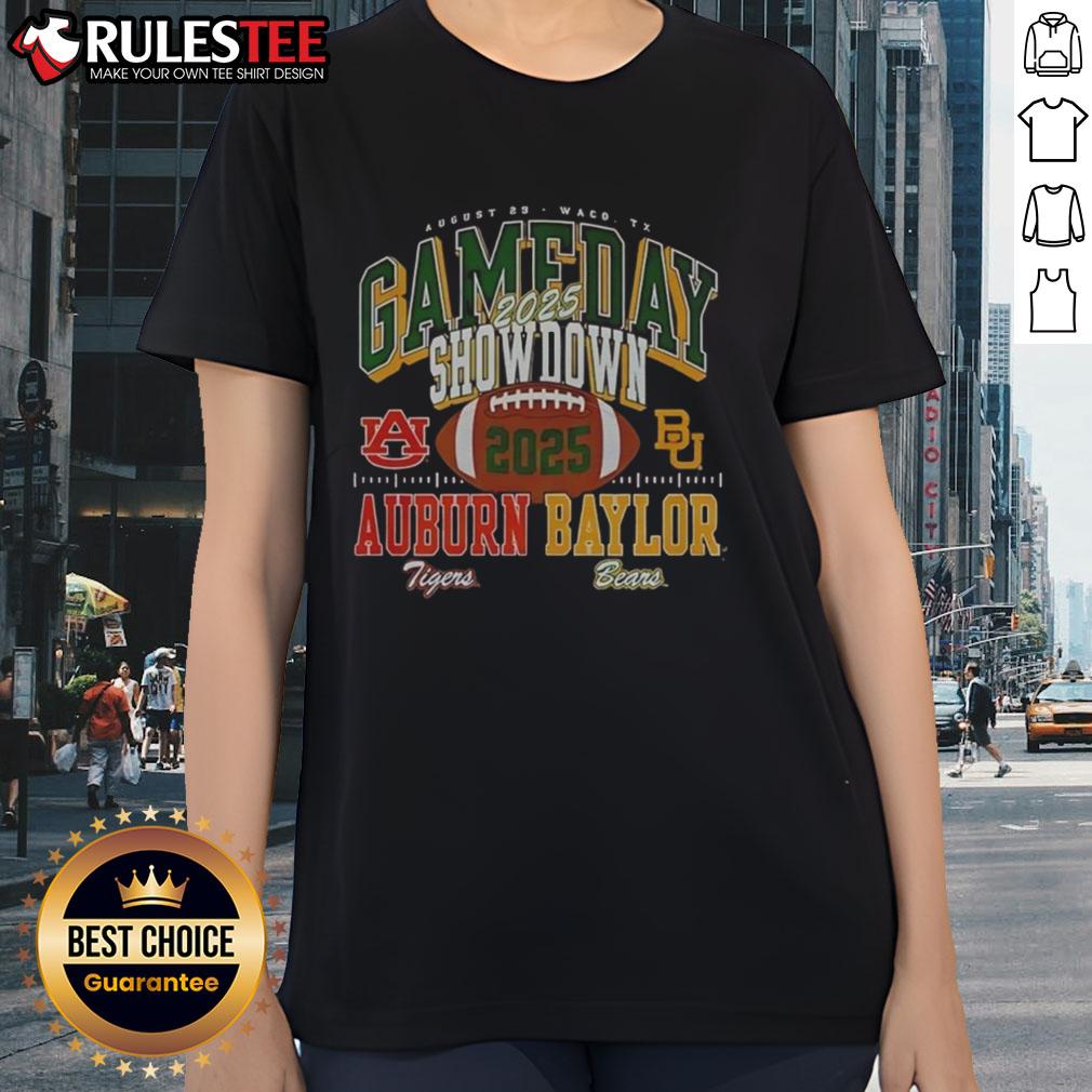 Original Baylor Bears vs Auburn Tigers 2025 Gameday Showdown Football Ladies Tee in vibrant colors and stylish design.