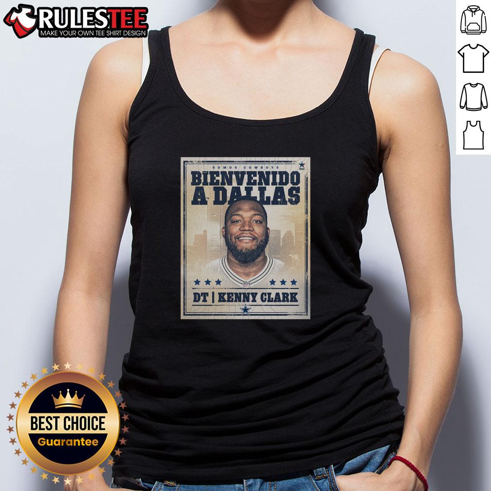 Alt Text: Original Kenny Clark Welcome to Dallas Cowboys graphic tank top featuring bold design and team colors.