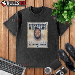 Original Kenny Clark Welcome to Dallas Cowboys graphic washed t-shirt featuring a vintage design and team colors.