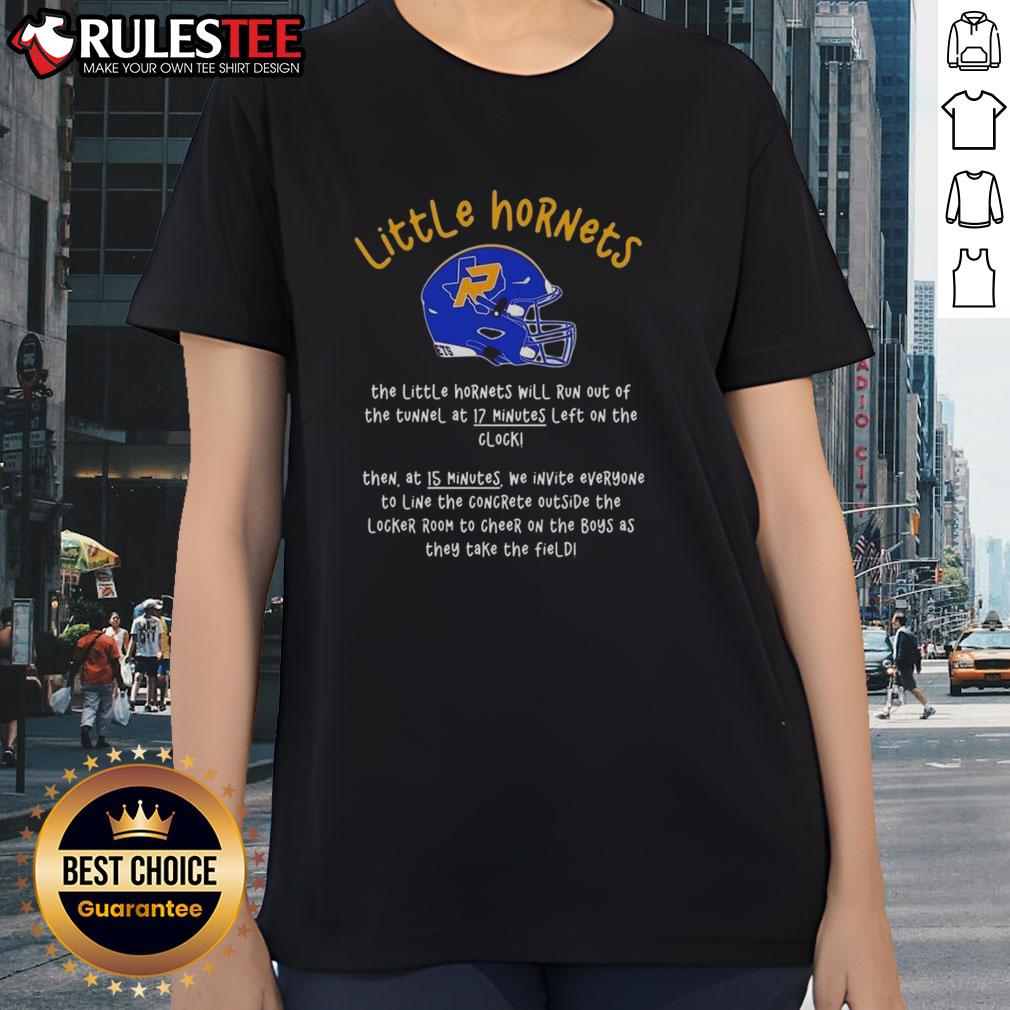 Alt Text: Original Little Hornets team running out of the tunnel, 17 minutes left on the clock - ladies tee design.