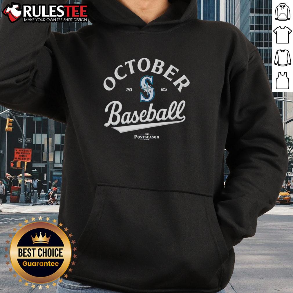 Premium October Seattle Mariners 2025 Postseason hoodie featuring team logo and vibrant colors for fans.