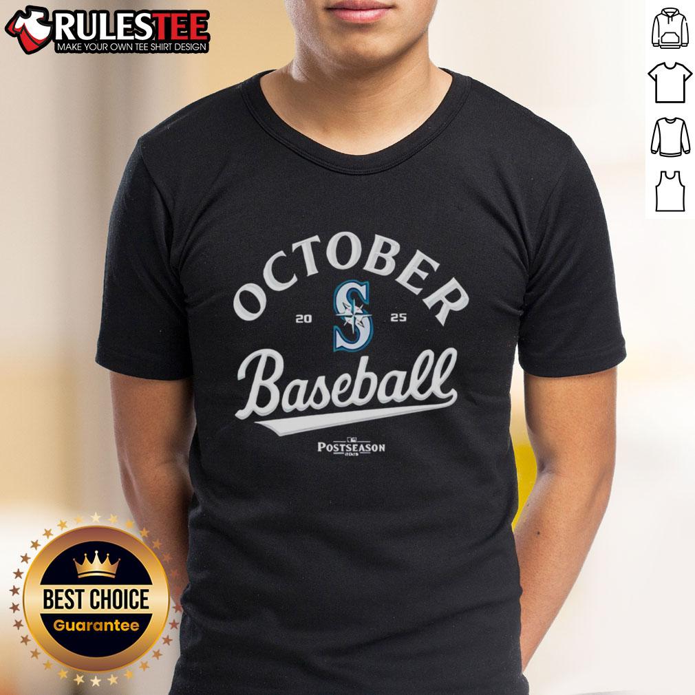 Premium October Baseball Seattle Mariners 2025 Postseason T-Shirt featuring team logo and vibrant design for fans.