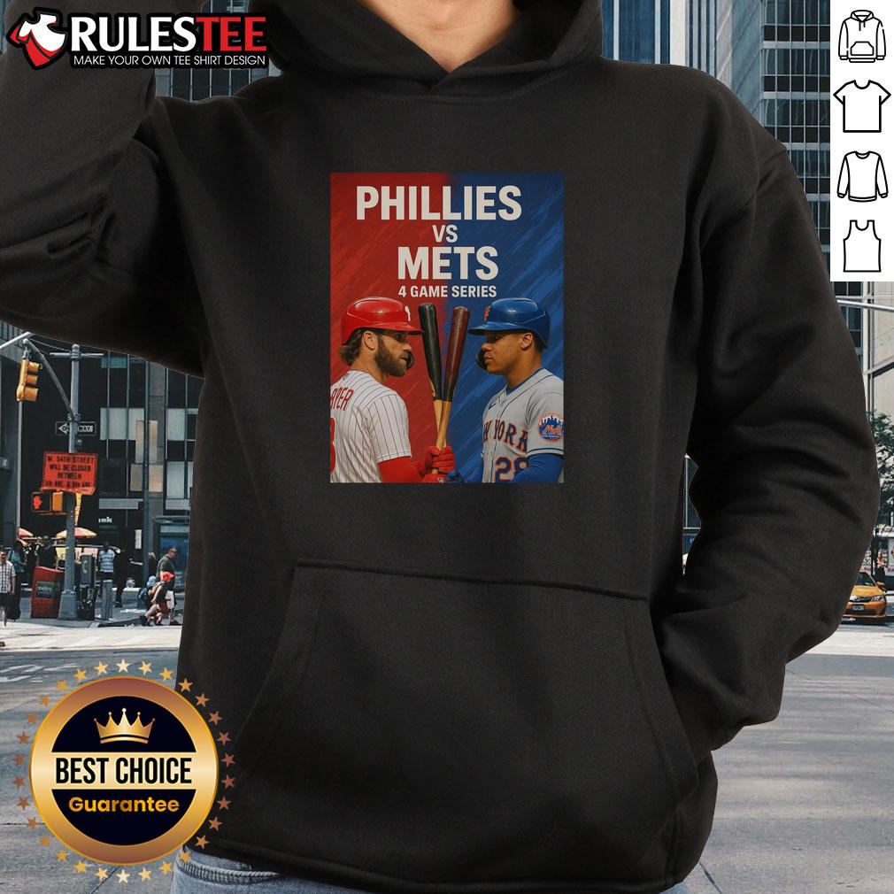 Stylish hoodie featuring the Philadelphia Phillies vs New York Mets logo for the MLB 4-game series, perfect for fans.