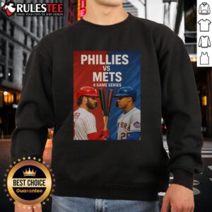 Cozy sweatshirt featuring the Philadelphia Phillies vs. New York Mets logo, perfect for MLB fans during the 4-game series.