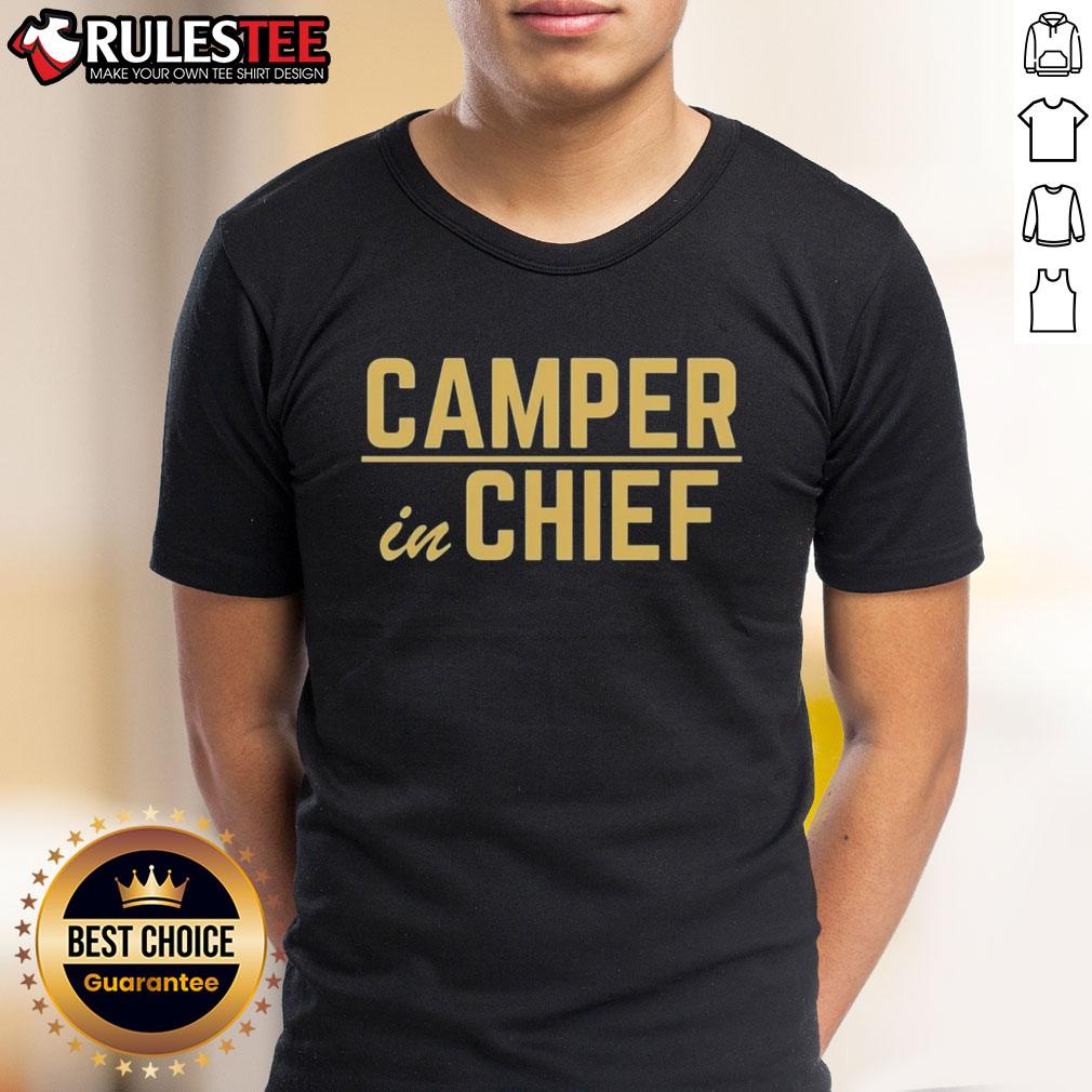 Awesome Camper In Chief T-Shirt featuring a fun camping design, perfect for outdoor enthusiasts and adventure lovers.