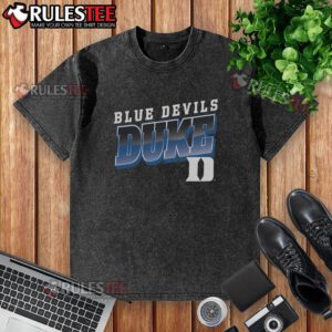 Awesome Premium Duke Blue Devils Polished Washed T-Shirt in vibrant blue, perfect for fans and casual wear.