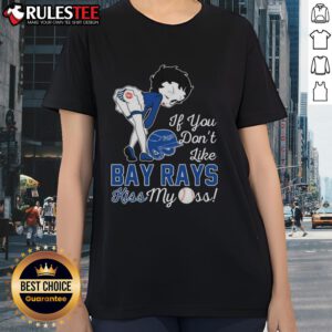 Good Betty Boop Tampa Bay Rays tee for ladies with humorous 'Kiss My Ass' slogan, perfect for fans and casual wear.