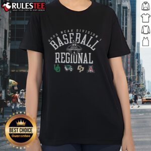 Good Oregon UVU Cal Poly Arizona NCAA Division I Baseball Regionals 2025 Ladies Tee shirt design featuring team logos.
