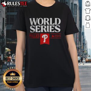 Philadelphia Phillies 2025 Ladies Tee showcasing team pride for MLB World Series fans in stylish design.