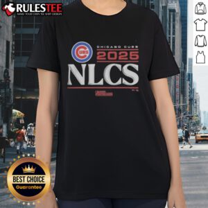 Alt Text: Chicago Cubs 2025 Division Series Winner locker room ladies tee, featuring team logo and celebratory design.
