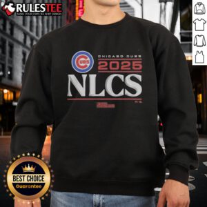Alt Text: Official Chicago Cubs 2025 Division Series Winner locker room sweatshirt displayed on a hanger, showcasing team pride.
