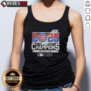Official Chicago Cubs 2025 NL Division Series Champions tank top featuring team colors and logo, perfect for fans.