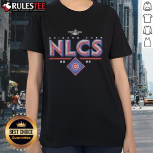 Alt Text: Official Chicago Cubs 2025 NLCS Division Series Winner Postseason Ladies Tee, featuring team logo and vibrant design.