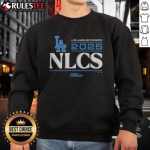 Official Los Angeles Dodgers 2025 Division Series Winner locker room sweatshirt featuring team logo and championship design.