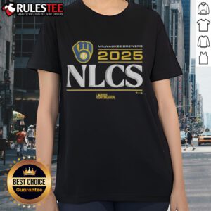 Official Milwaukee Brewers 2025 Division Series Winner locker room ladies tee featuring team colors and logo design.