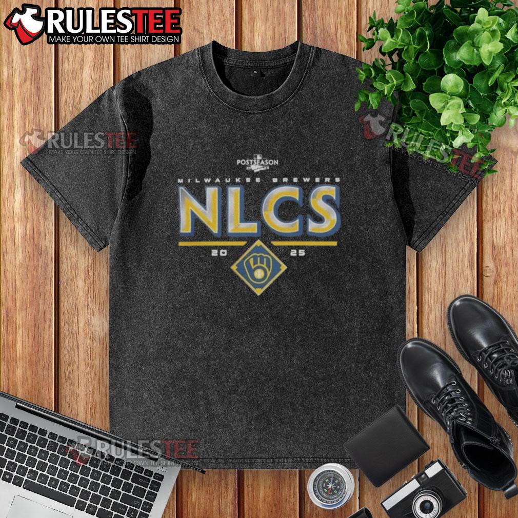 Official Milwaukee Brewers 2025 NLCS Division Series Winner Postseason Washed T-Shirt displaying team logo and championship details.