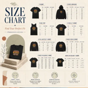 Size chart for Awesome Grandparents Day Family Love Vintage Grandchildren with measurements in inches and cm
