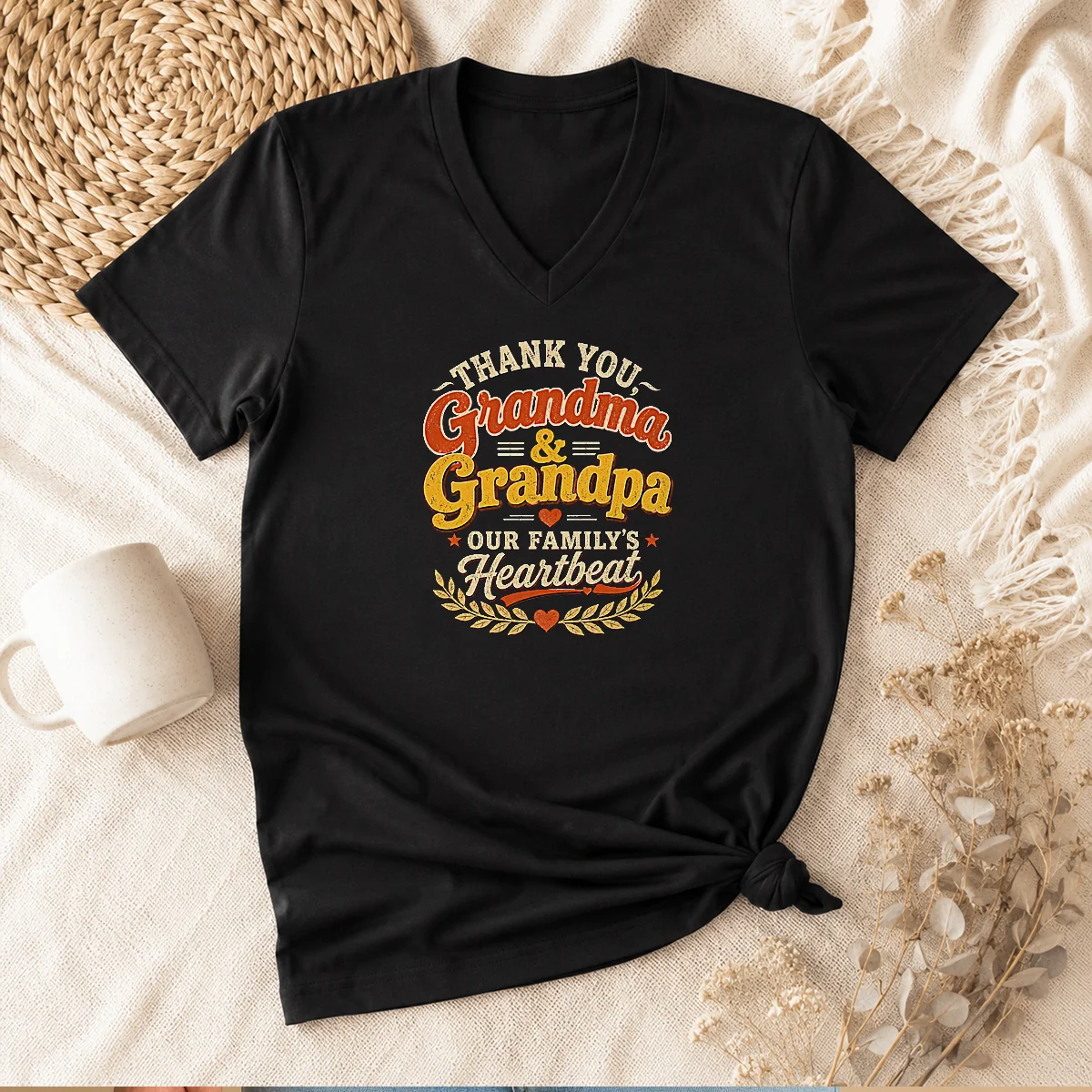 Awesome Grandparents Day Family Love Vintage V-Neck Shirt Awesome Grandparents Day Family Love Vintage V-Neck Shirt