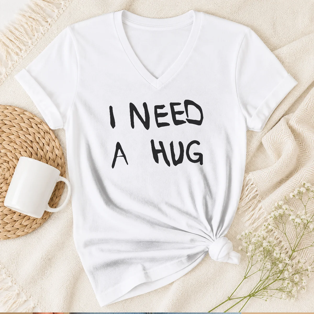 Awesome I Need A Hug Cuddle V-Neck Shirt Awesome I Need A Hug Cuddle V-Neck Shirt