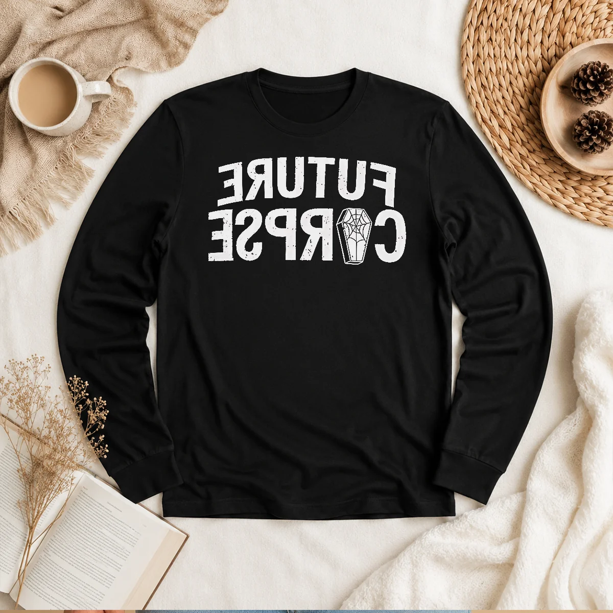 Official Distressed Future Corpse With Coffin Long Sleeve Shirt