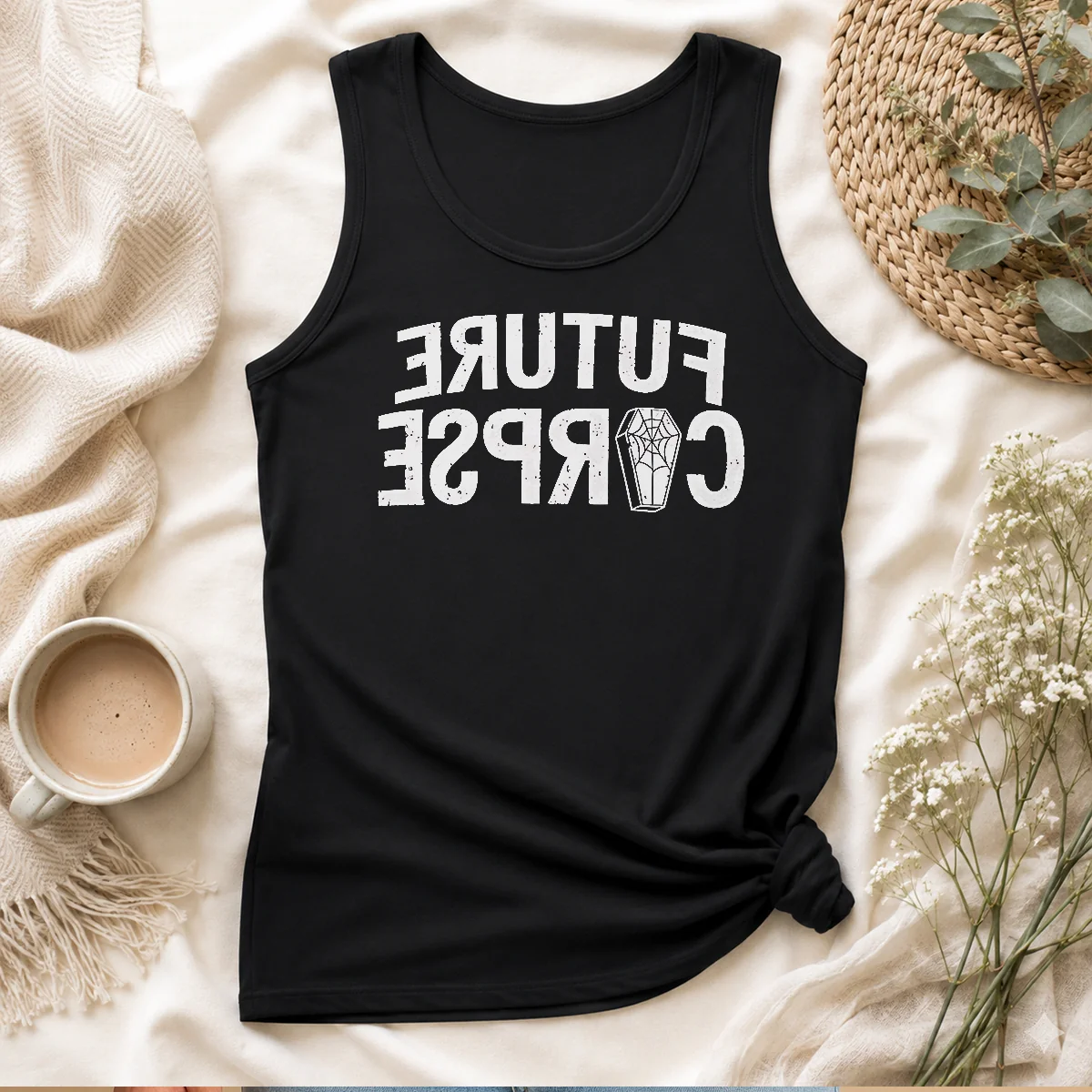 Official Distressed Future Corpse With Coffin Tank Top