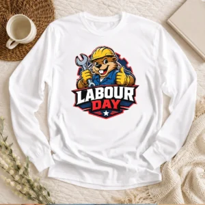 Original Awesome Beaver Mascot Labour Day Thumbs Up Wrench Long Sleeve Shirt