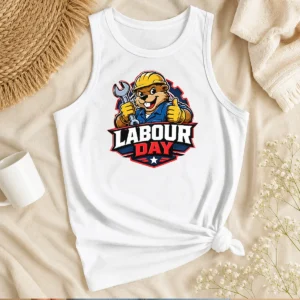 Original Awesome Beaver Mascot Labour Day Thumbs Up Wrench Tank Top