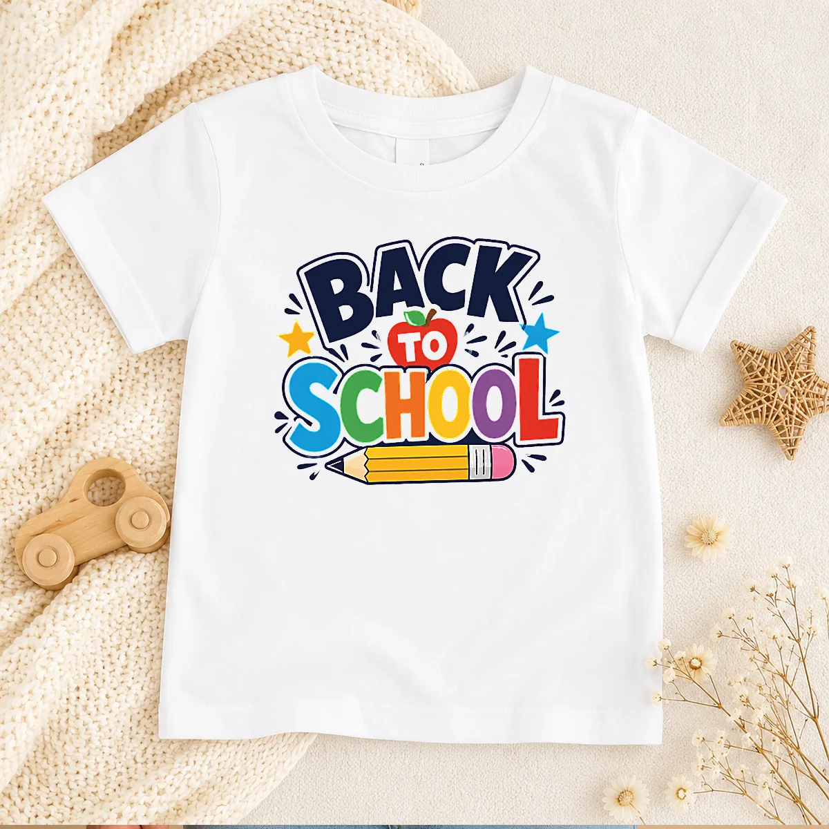 Premium Bold Modern Back To School Orange Circle Kids T-Shirt