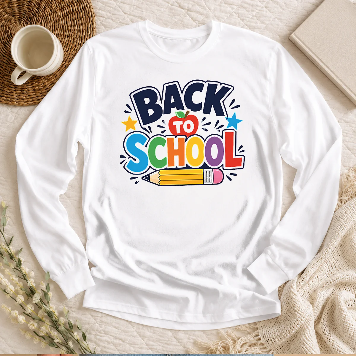 Premium Bold Modern Back To School Orange Circle Long Sleeve Shirt